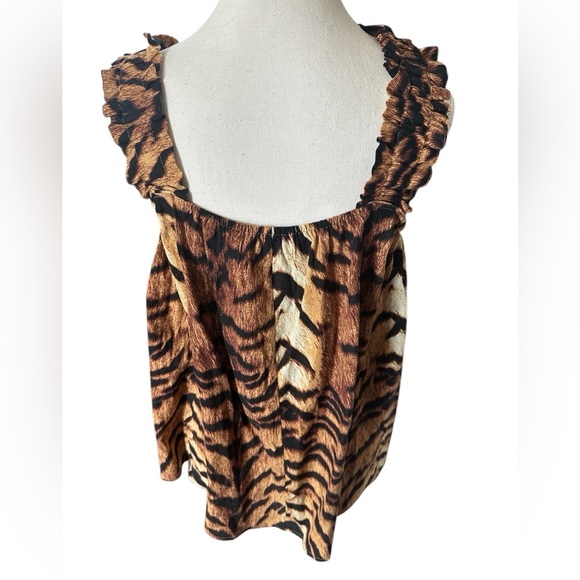 Eb & Ive, NZ designer, linen & rayon flowy top, summer, tiger print, NEW M/L - Picture 2 of 8